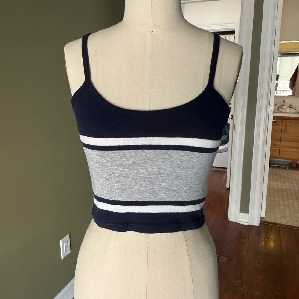 Brandy Melville Navy and Gray Striped Camisole